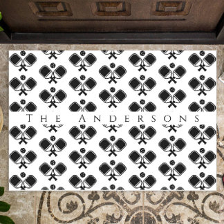 Black & White | Pickleballs & Paddles Doormat
