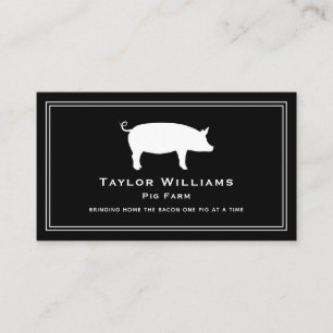 Black White Pig Farm Animal Hog Farming Farmer Business Card