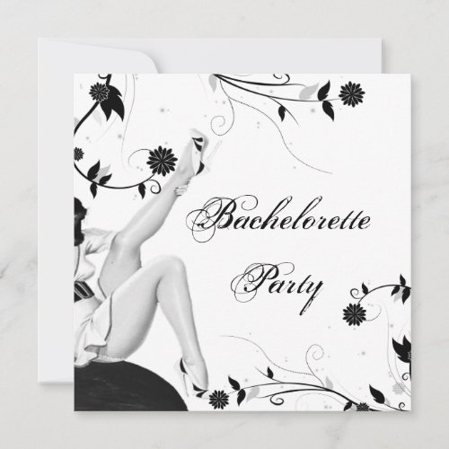 Black  White Pin Up Bachelorette Party Invitation