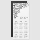 Black White Pine Branch Botanical Calendar 2024