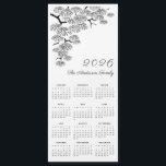 Black White Pine Branch Botanical Calendar 2026<br><div class="desc">This black and white botanical Magnetic Calendar 2026 features an elegant line art illustration of the pine branch at the upper left corner. Pine branch is hand drawn in a pen and ink technique. You can easily personalize your family name in calligraphic lettering using Zazzle online tools. Great calendar for...</div>