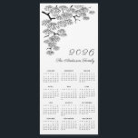 Black White Pine Branch Botanical Calendar 2026<br><div class="desc">This black and white botanical Magnetic Calendar 2026 features an elegant line art illustration of the pine branch at the upper left corner. Pine branch is hand drawn in a pen and ink technique. You can easily personalize your family name in calligraphic lettering using Zazzle online tools. Great calendar for...</div>