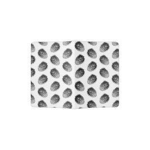 Black & White Pinecone Art Pattern Pinecones Passport Holder