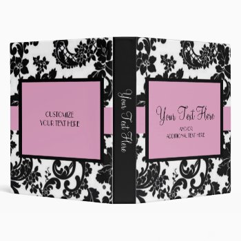 Black & White  Pink 3 Ring Binder by cami7669 at Zazzle