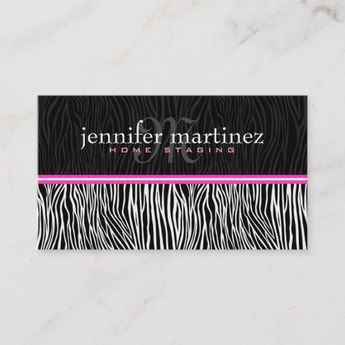 Black White &amp; Pink Animal Print-Zebra Stripes Business Card