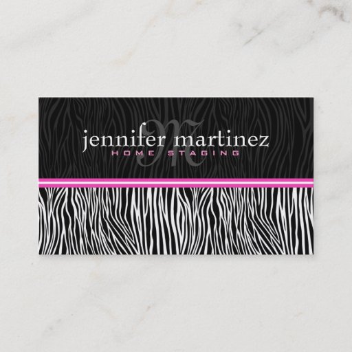 Customizable Black White &amp; Pink Animal Print-Zebra Stripes Business Card