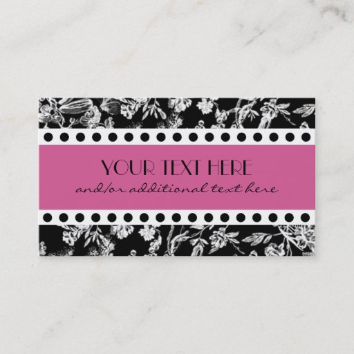 Customizable Black &amp; White, Pink Business Card