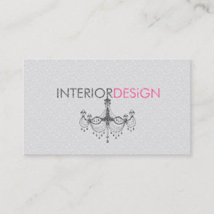 Black White & Pink Chandelier Interior Design 3 Business Card