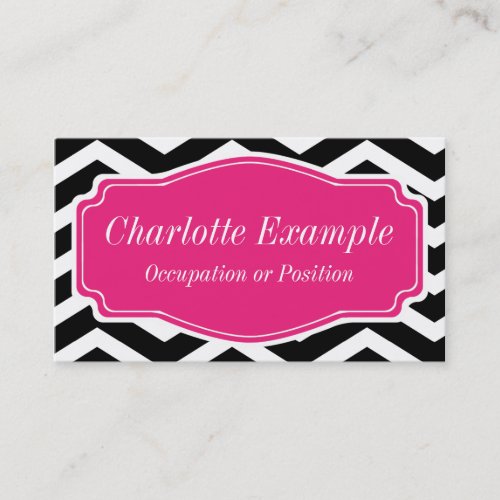 Black White Pink Chevron Personal Business Card