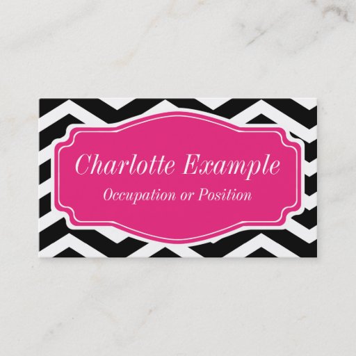 Customizable Black White Pink Chevron Personal Business Card