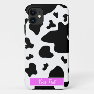 Black/White Pink Cow Print - Personalize iPhone 11 Case