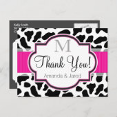 Black, White, & Pink Cowhide Wedding Postcard (Front/Back)