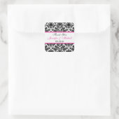 Black White Pink Damask 1.5" Wedding Favor Sticker (Bag)