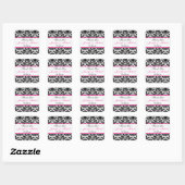 Black White Pink Damask 1.5" Wedding Favor Sticker (Sheet)