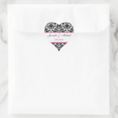 Black White Pink Damask 1.5" Wedding Sticker (Bag)