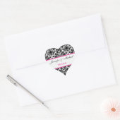 Black White Pink Damask 1.5" Wedding Sticker (Envelope)