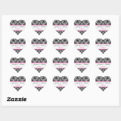 Black White Pink Damask 1.5" Wedding Sticker (Sheet)