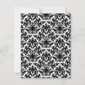 Black, White, Pink Damask & Hearts Reply Card (Back)