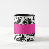 Black, White, Pink Damask "Hers" Mug (Center)