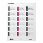 Black White Pink Damask Return Address Label (Full Sheet)