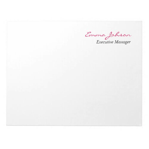 Black White Pink Elegant Modern Simple Big Notepad