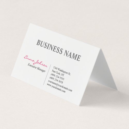 Black White Pink Elegant Modern Simple Business Card