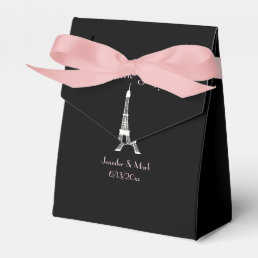Black White Pink French Eiffel Tower Wedding Favor Boxes