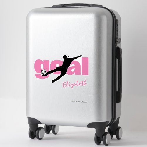 black white pink goal girls personalized soccer sticker