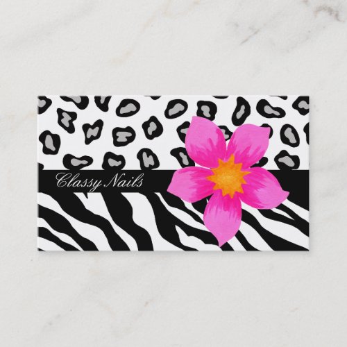 Black White Pink  Grey Zebra  Cheetah Skin Business Card