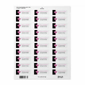 Black White Pink Hearts Return Address Label (Full Sheet)