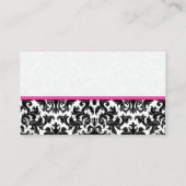 Black, White, Pink Joined Hearts Damask Place Card (Back)