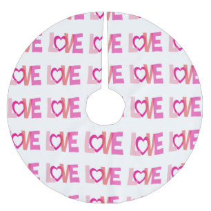 Black white pink love words tree skirt