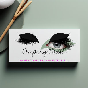 Black White Pink Makeup Artist Lashes Extension Appointment Card