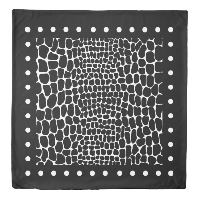 Black White Pink Pattern Script Personalize Custom Duvet Cover (Front)