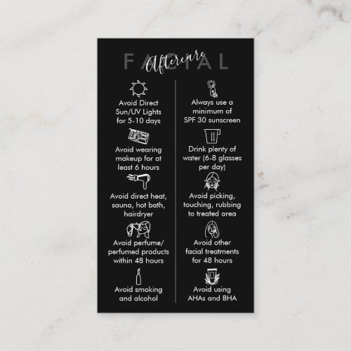 Black White Pink Physical Printed Facial Aftercare Business Card