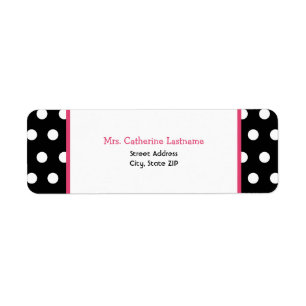 Black White & Pink Polka Dot Address Label Sticker