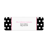 Black White & Pink Polka Dot Address Label Sticker