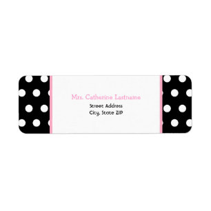 Black White & Pink Polka Dot Address Label Sticker