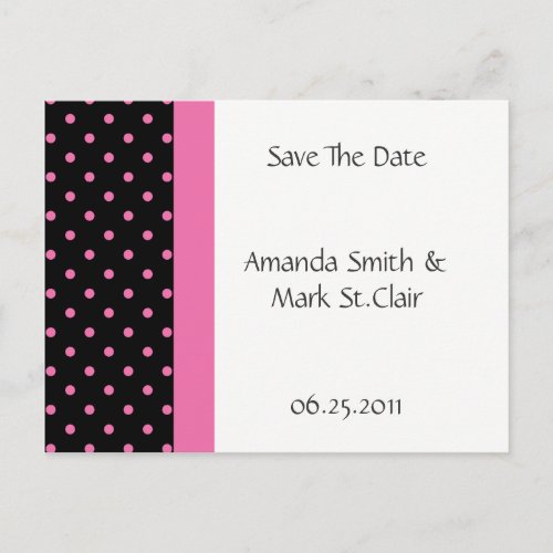Black White Pink Polka Dots Save The Date Announcement Postcard
