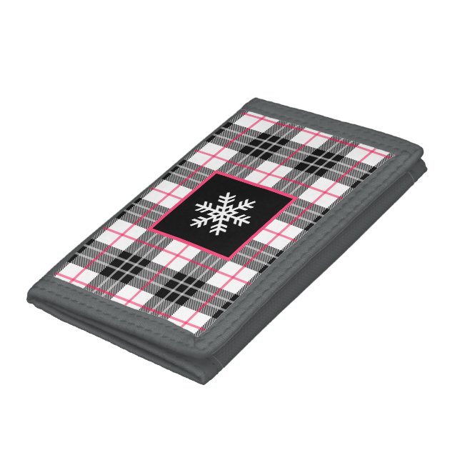 Black, White, Pink Tri-Fold Wallet with Name (Bottom)