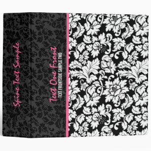 Black White & Pink Vintage Floral Damasks 3 Ring Binder