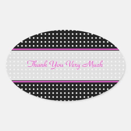 Black White   Pink Vintage Polka_Dot Pattern Oval Sticker