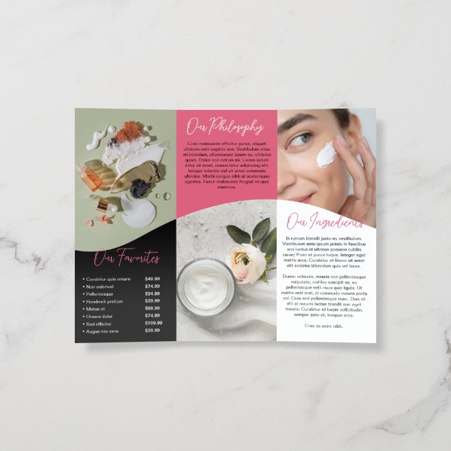 Black White Pink Wave Beauty Product Information Brochure (Inside)