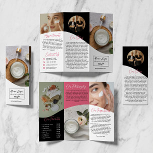Black White Pink Wave Beauty Product Information Brochure