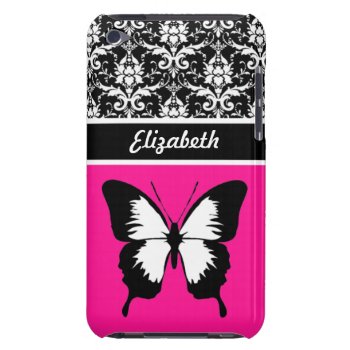 Black & White & Pink With Wings Custom Ipod Touch Case-mate Case by ArtColorLifeStyle at Zazzle