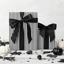 Black & White Pinstripe Halloween Wrapping Paper