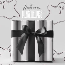 Black & White Pinstripe Halloween Wrapping Paper