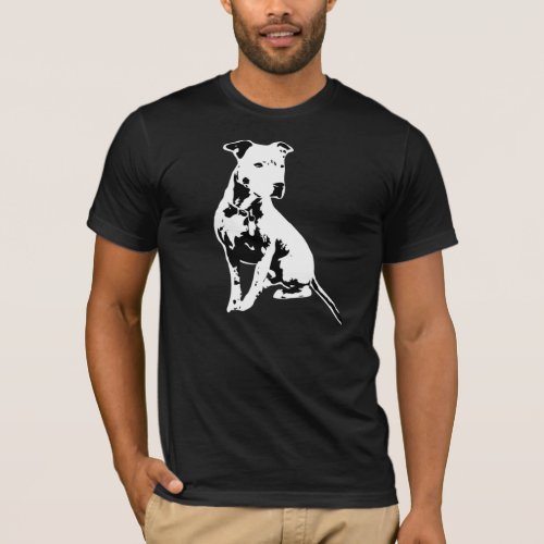 Black  White Pitbull T_Shirt