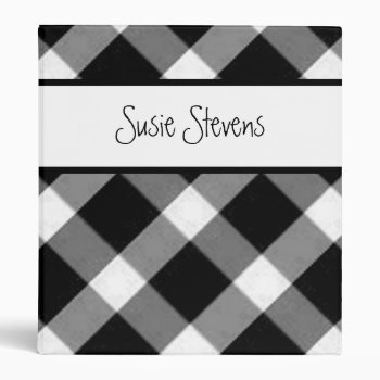 Black & White Plaid 3 Ring Binder by cami7669 at Zazzle