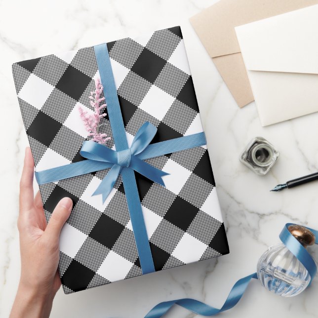Black White Plaid | Buffalo Checks Pattern Wrapping Paper (Gifting)